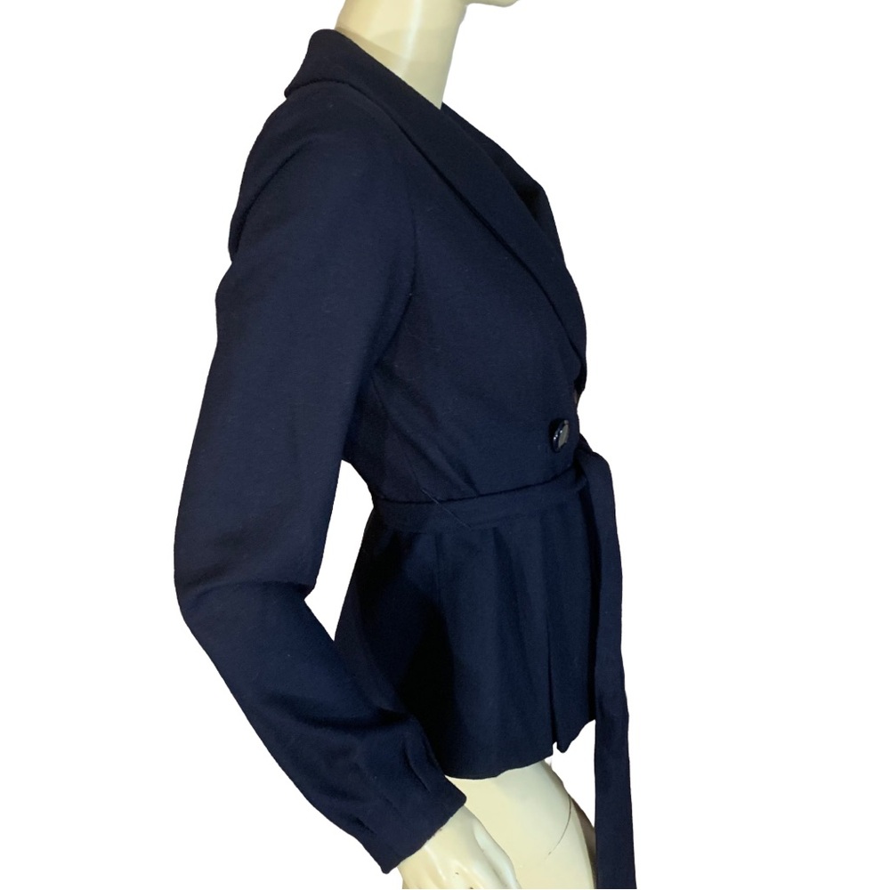 LIQUID NAVY BLUE WOOL BELTED BLAZER (2) - Picture 3 of 13